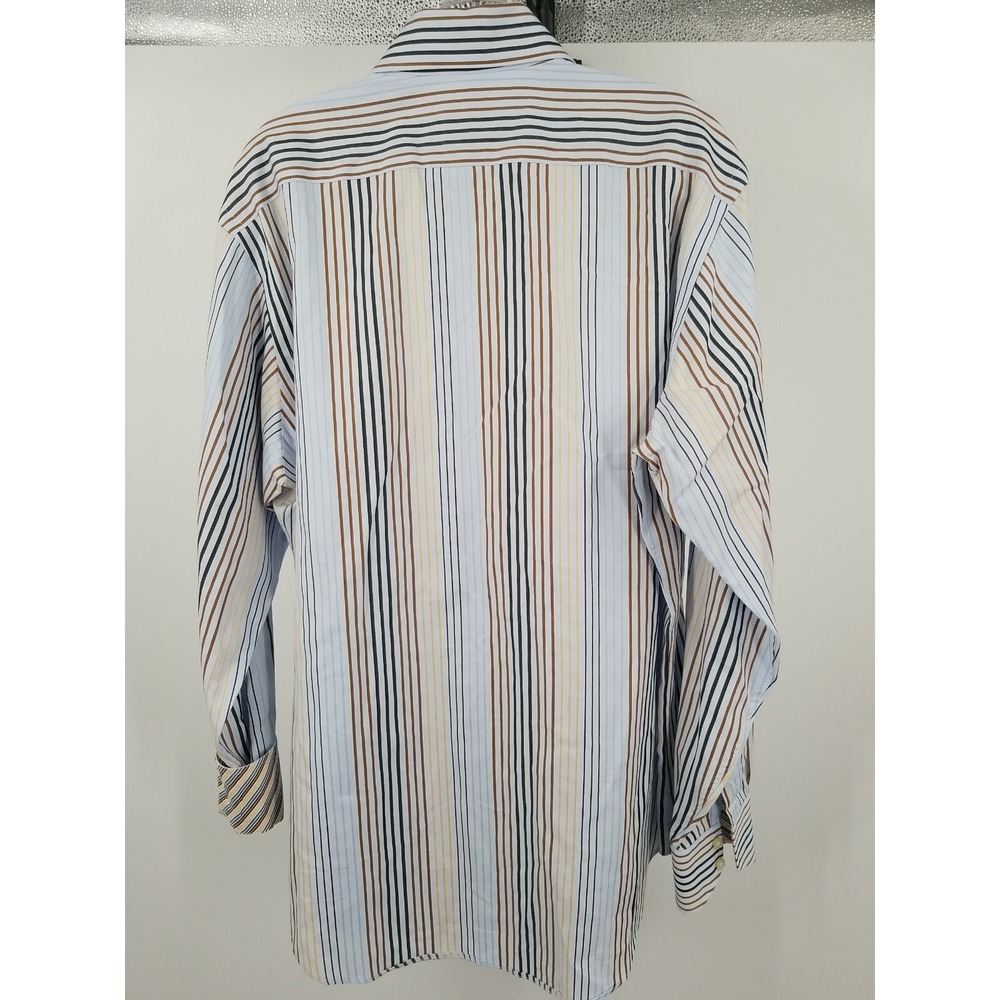 Thomas Dean Flip Cuff Shirt Men's Large Multicolor Striped Long Sleeve Button Up - Picture 6 of 6